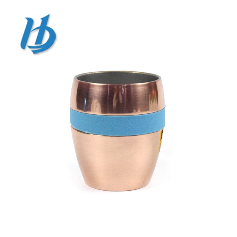 Fashion design electroplated colored personalized 304 stainless steel wine glass with silicone ring