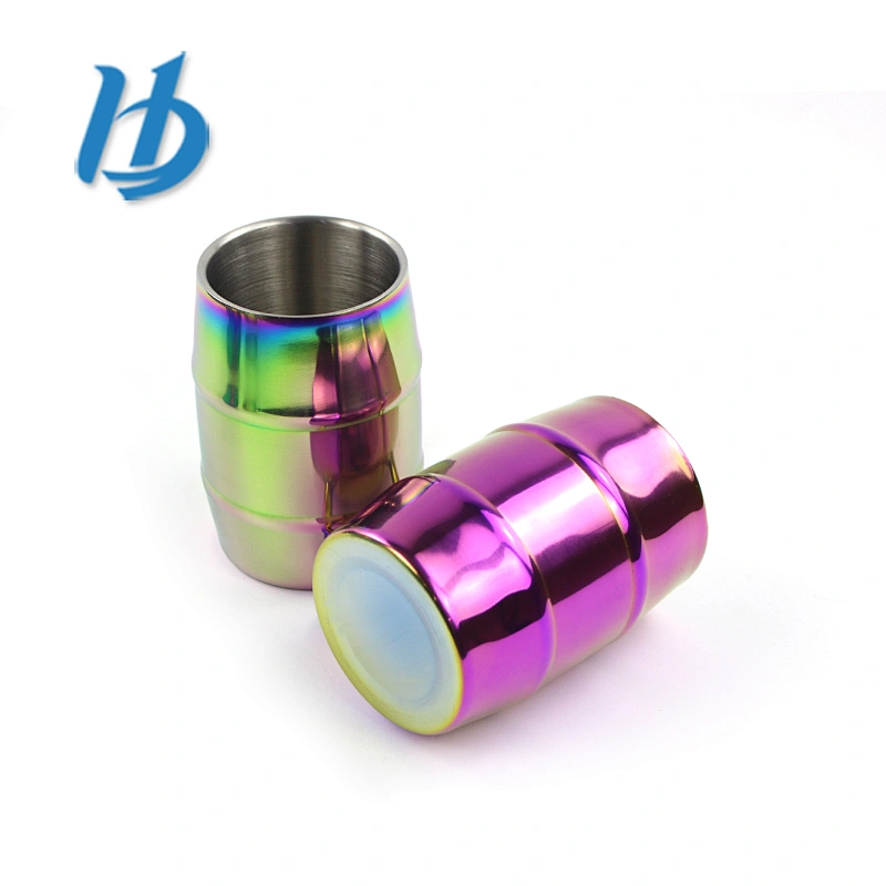 Made in China double wall drum shape stainless steel beer cup and big belly copper plated mugs with wide bottom copper tumblers