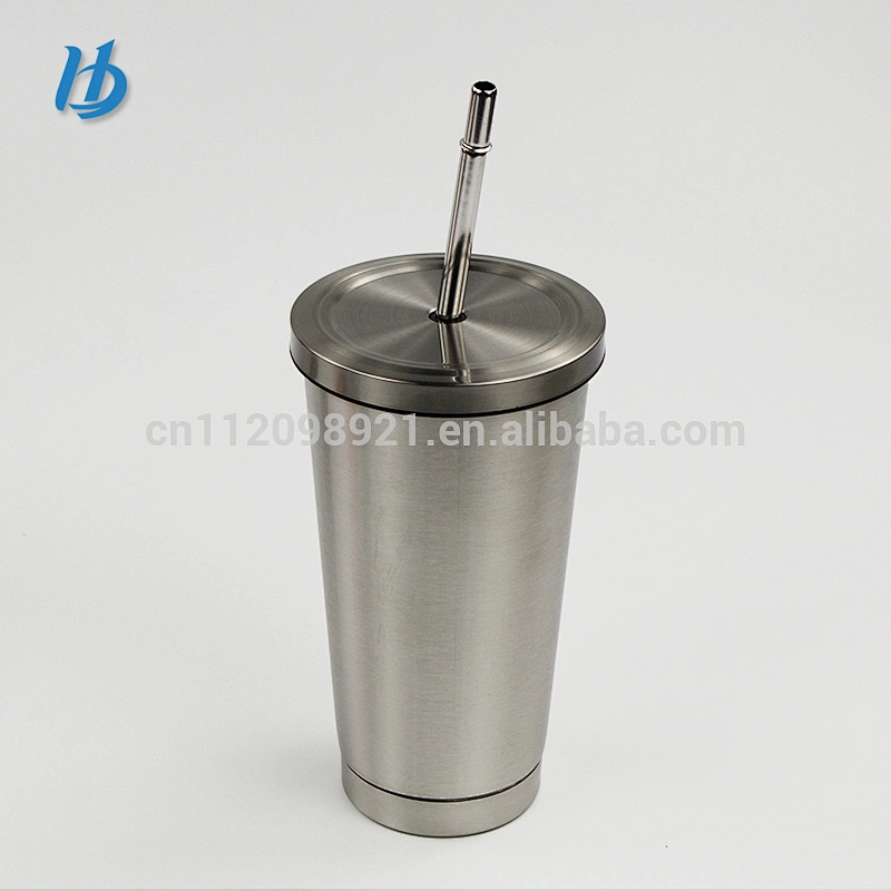 2017 New design stainless steel cup with lid and straw