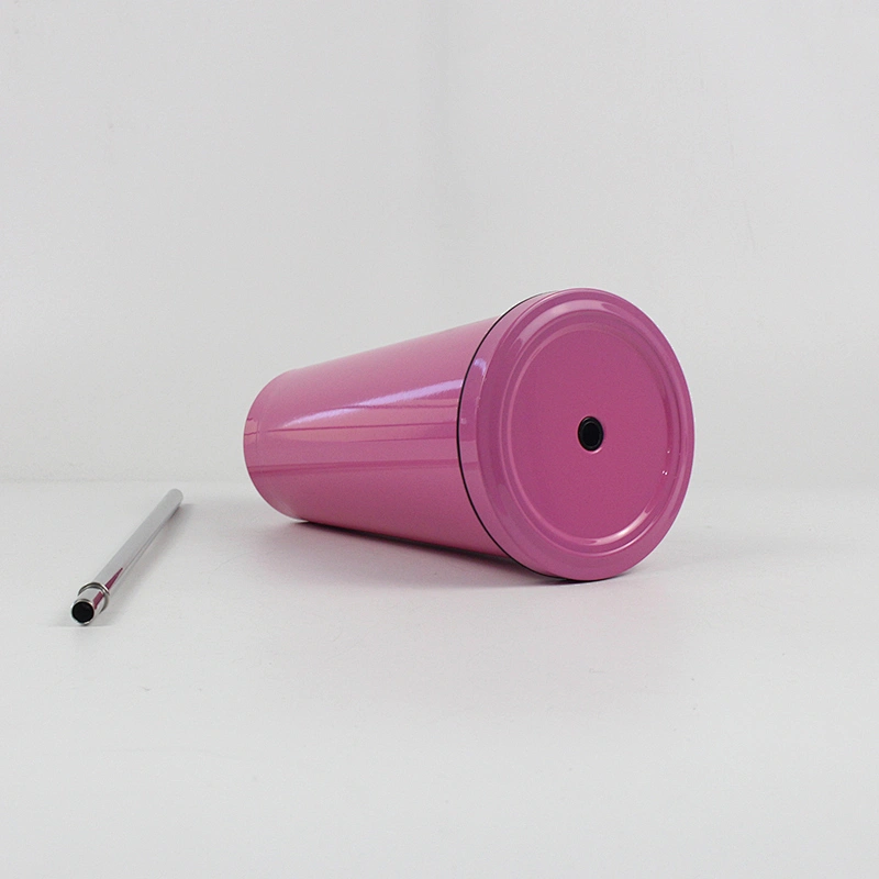 stainless steel coffee mug with straw stainless steel straw cup 500ml custom logo