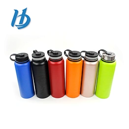 Hibour Double Wall Vacuum Insulated Sweat Proof Sport Design 304 Stainless Steel Water Bottle With Wide Mouth Lids