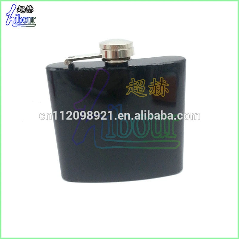 Manufacture classical black spray-paint stainless steel hip flask with custom logo