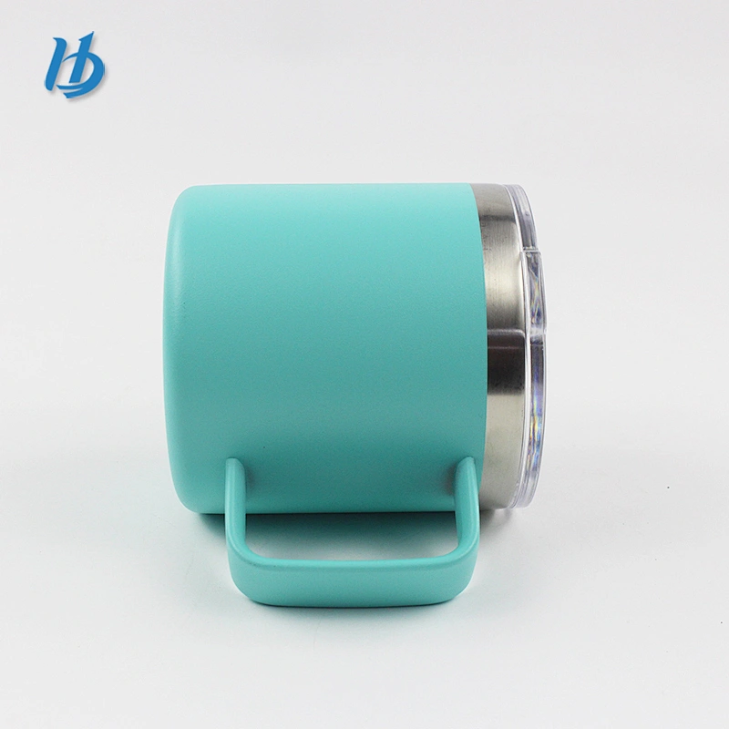 Elegant and colorful travel mugs,stainless steel small double wall glass mug with handle and lid