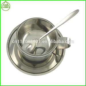 304 stainless steel stainless steel coffee  cups set with Tray and spoon custom logo