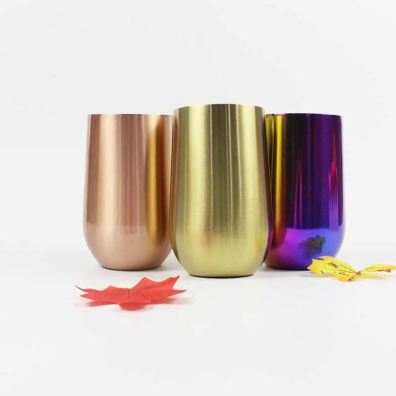 Stainless Steel Stemless Wine Glass Tumbler with Lid,16 oz Double Wall Vacuum Insulated Travel Tumbler Cup for Coffee, Wine