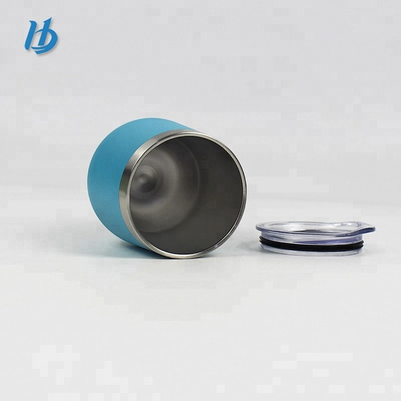 Portable powder coated egg shape wine cups BPA free 12 oz stainless steel insulated stemless wine glass tumbler