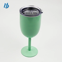 Modern design goblet wine cups stainless steel double wall red wine glasses with lid champagne mug 14oz