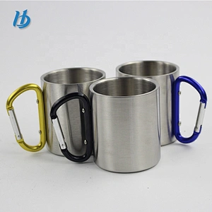 Drinkware Type 300ml double wall stainless steel coffee cup custom logo beer mug with handle camping mug