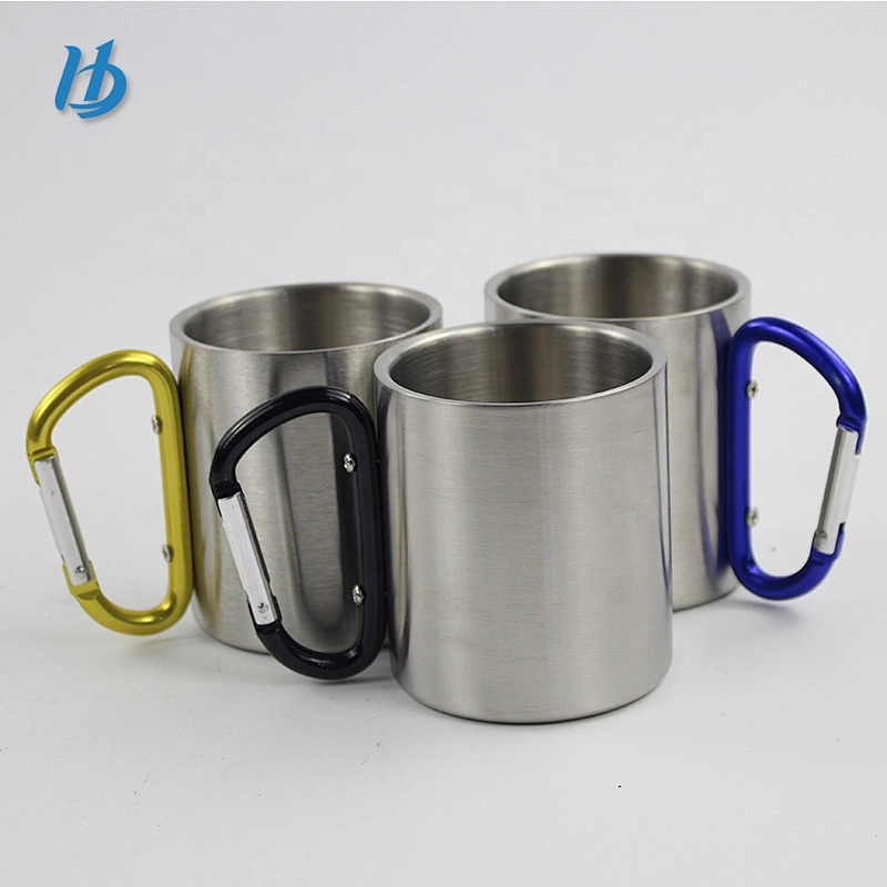 Drinkware Type 300ml double wall stainless steel coffee cup custom logo beer mug with handle camping mug