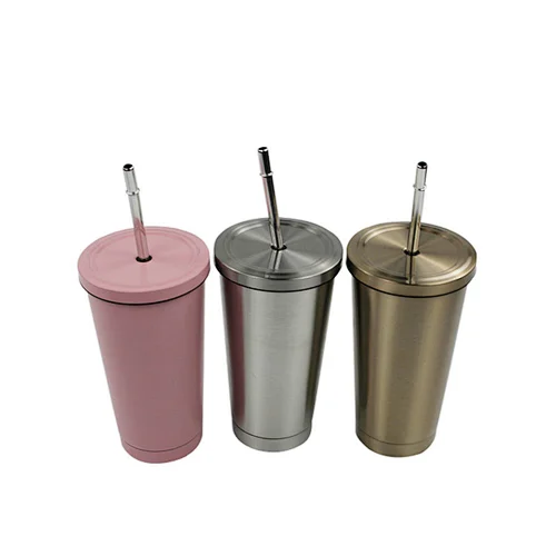 Double wall stainless steel stackable coffee mug/cup stainless steel coffee cup with straw
