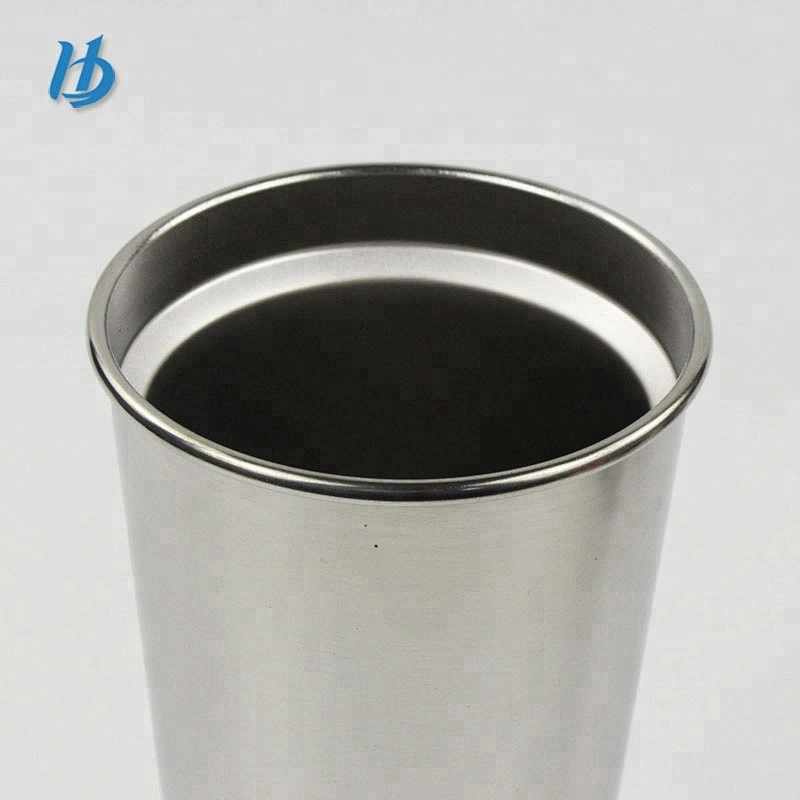 Hibour Popular insulated 16oz silver color roll edge stainless steel beer mug