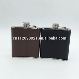 Fashional leather engraved special shape hip flask