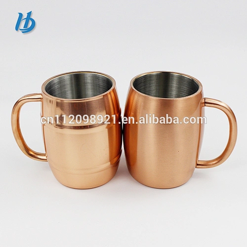 Hibour Factory OEM new design bpa free 18/8 stainless steel beer copper mug 450ml