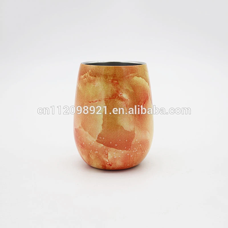 fashionable wooden painting 9oz drinking tumbler stainless steel vacuum tumbler coffee mug double wall wine glasses