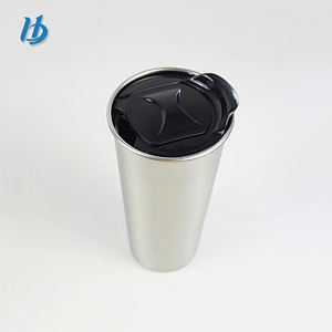Silver color stainless steel mug 500ml coffee mug with slide lid