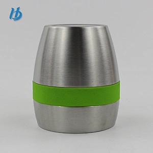 Wholesale stainless steel wine tumbler double wall wine glass with silicone ring 10 oz tumbler lowball