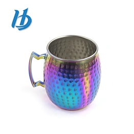 2018 hot sale copper plated bulk tin cups,single wall wide mouth mug with hammer point coffee mug manufacturer