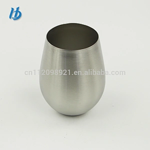 Wholesale custom wine glass for drinking,16oz single wall egg shape cup stainless steel stemless wine glass tumbler 2 pack