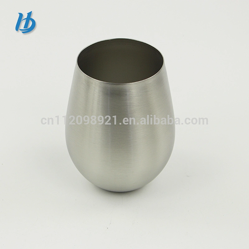 Wholesale custom wine glass for drinking,16oz single wall egg shape cup stainless steel stemless wine glass tumbler 2 pack