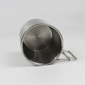Mirror Polish Stainless Steel Double Wall Coffee Cup With Handle 304 Stainless Steel Beer Mugs