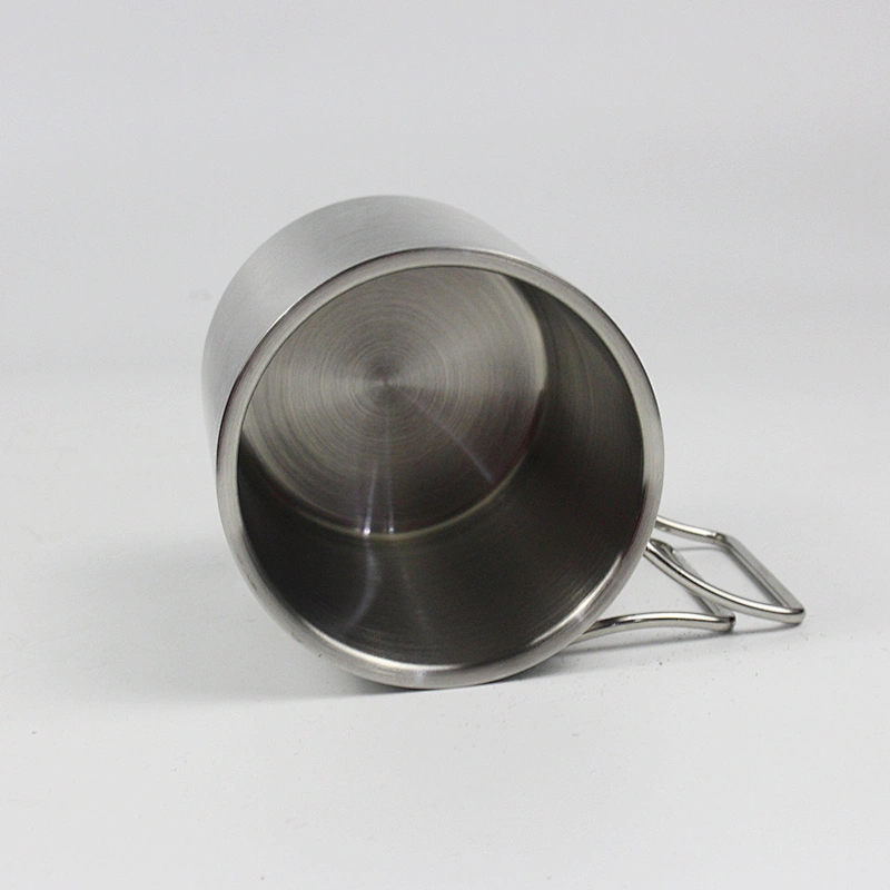 Mirror Polish Stainless Steel Double Wall Coffee Cup With Handle 304 Stainless Steel Beer Mugs
