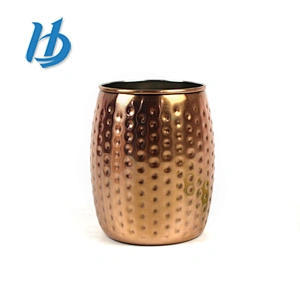Factory Cheap price personalized beautiful roll edge stainless steel copper mug with hammer