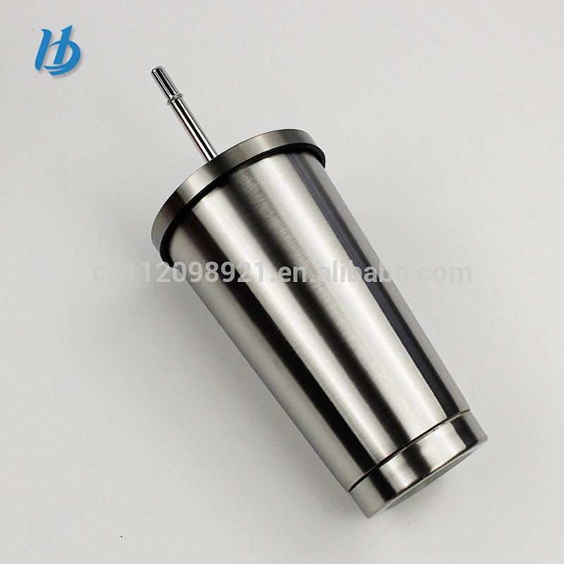 2017 New design stainless steel cup with lid and straw