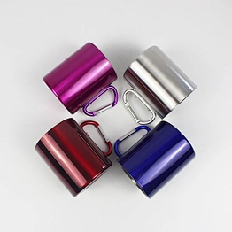 Portable Double walled Stainless Steel Carabiner Cup Travel Tea Coffee Mug