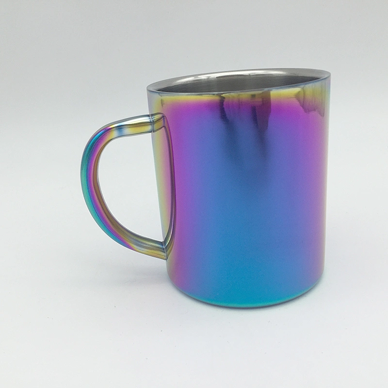 Wholesale double wall stainless steel custom coffee mug color plated earthware beer mug