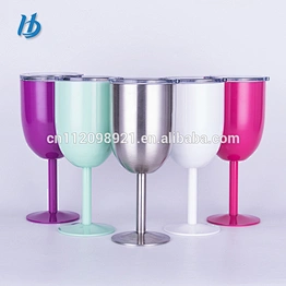 Factory OEM BPA Free 304 Stainless Steel Wine Glass Water Goblet With Customized Logo