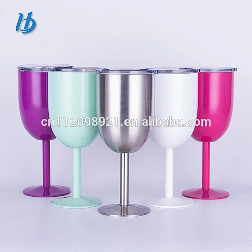 Factory OEM BPA Free 304 Stainless Steel Wine Glass Water Goblet With Customized Logo