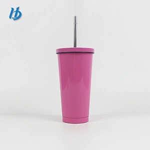 2019 fashionable irregular coffee mug with straw stainless steel drinking mug tea cups