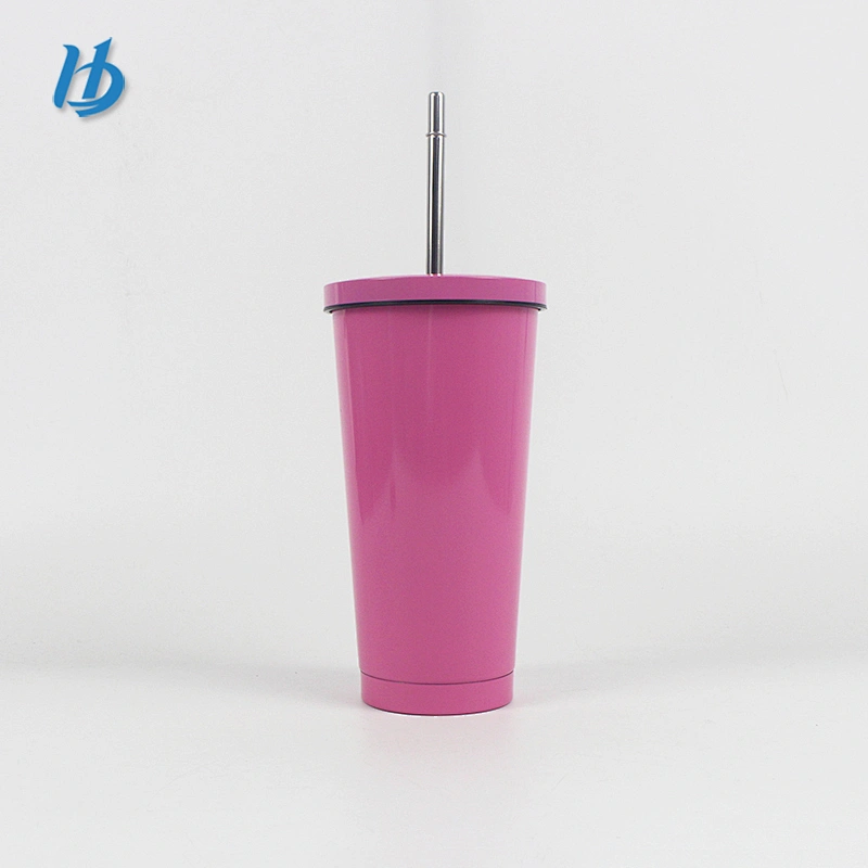 2019 fashionable irregular coffee mug with straw stainless steel drinking mug tea cups