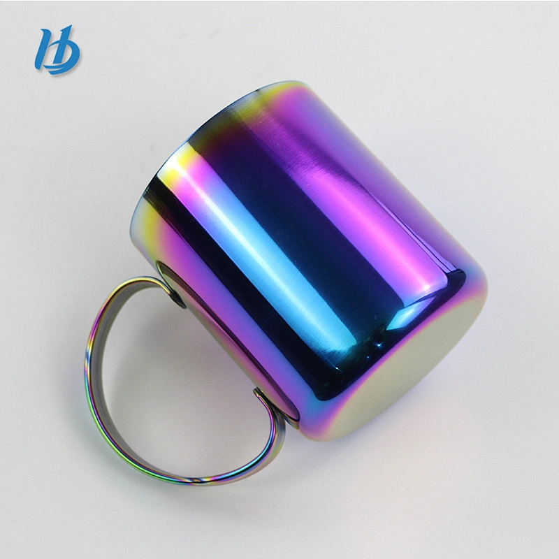 Silver Portable Stainless Steel camping Water Cup for Camping Hiking Mountaineering with stainless steel folding handle