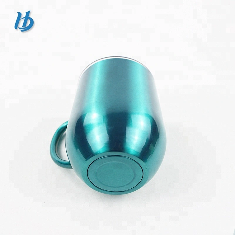 Travel spray painting coffee mug with handle,12 oz stainless steel stemless wine glass