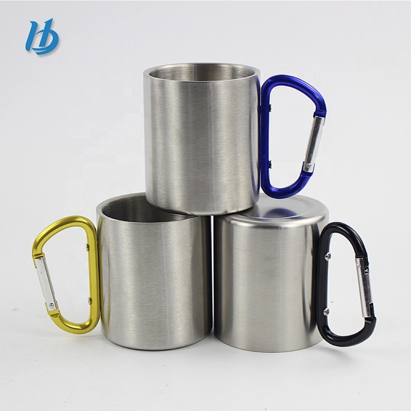 Drinkware Type 300ml double wall stainless steel coffee cup custom logo beer mug with handle camping mug