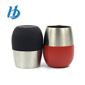 Wholesale unique stemless egg shape 304 stainless steel double wall shot wine glass set