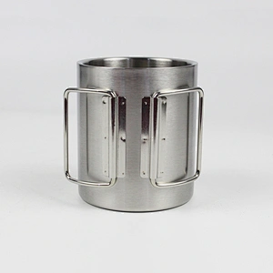 Mirror Polish Stainless Steel Double Wall Coffee Cup With Handle 304 Stainless Steel Beer Mugs