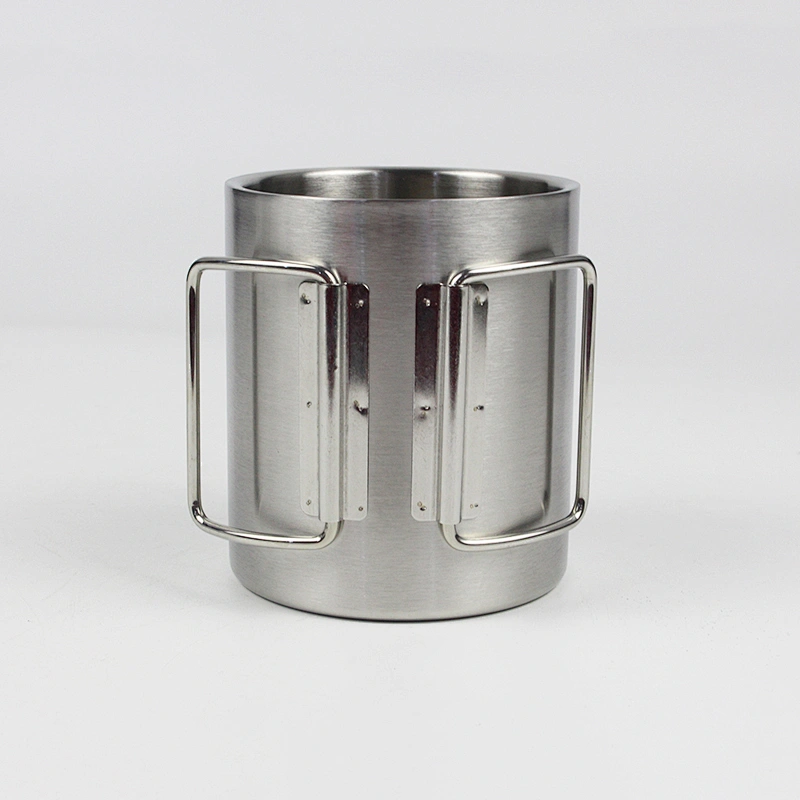 Mirror Polish Stainless Steel Double Wall Coffee Cup With Handle 304 Stainless Steel Beer Mugs