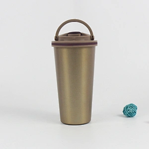 wholesale stainless steel coffee cup double wall vacuum cup with handle ceramic