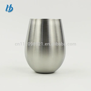 Wholesale custom wine glass for drinking,16oz single wall egg shape cup stainless steel stemless wine glass tumbler 2 pack
