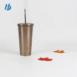 Hot sale fashion16oz BPA free double wall stainless steel insulated coffee mug cups with straw