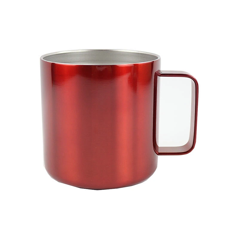 New Insulated Stainless Steel Coffee Mug Color Spray Painted Frilled Mug With Handle Outdoor Portable Mug