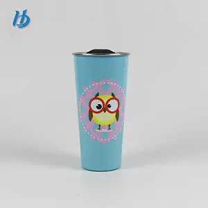 Fashionable thermal coffee mug ,double wall travel coffee mug with cartoon pattern