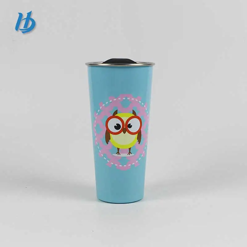 Fashionable thermal coffee mug ,double wall travel coffee mug with cartoon pattern