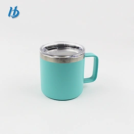 Elegant and colorful travel mugs,stainless steel small double wall glass mug with handle and lid