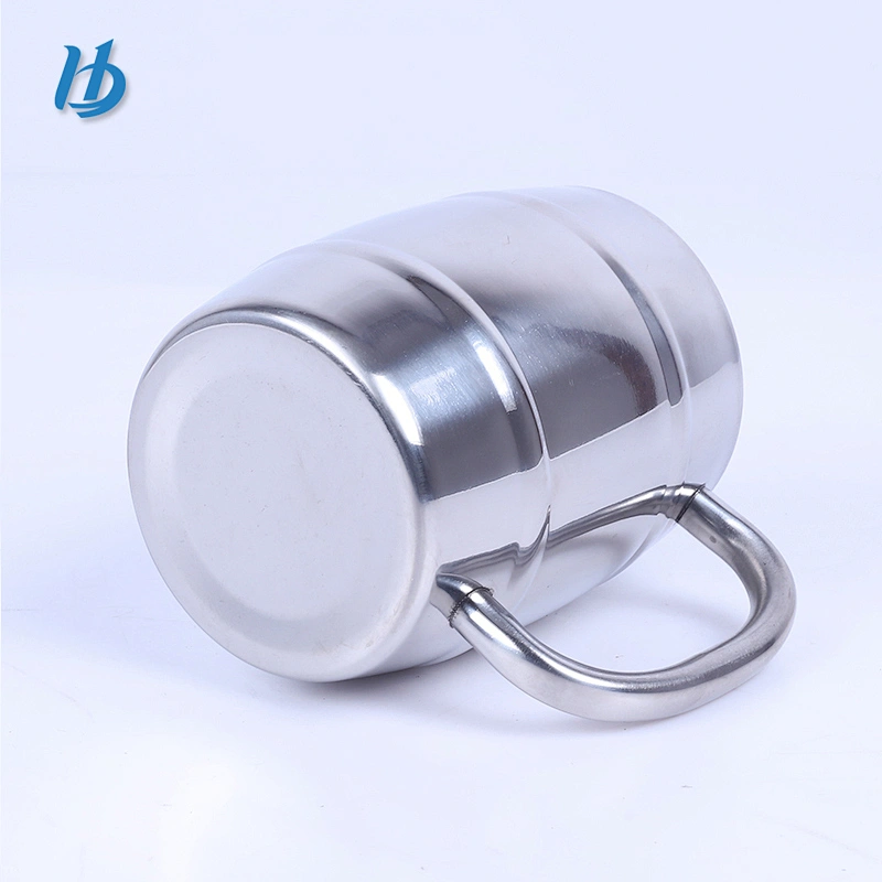 Hot Sale Double Wall Barrel Shaped Stainless Steel Beer Mug with Customized Logo