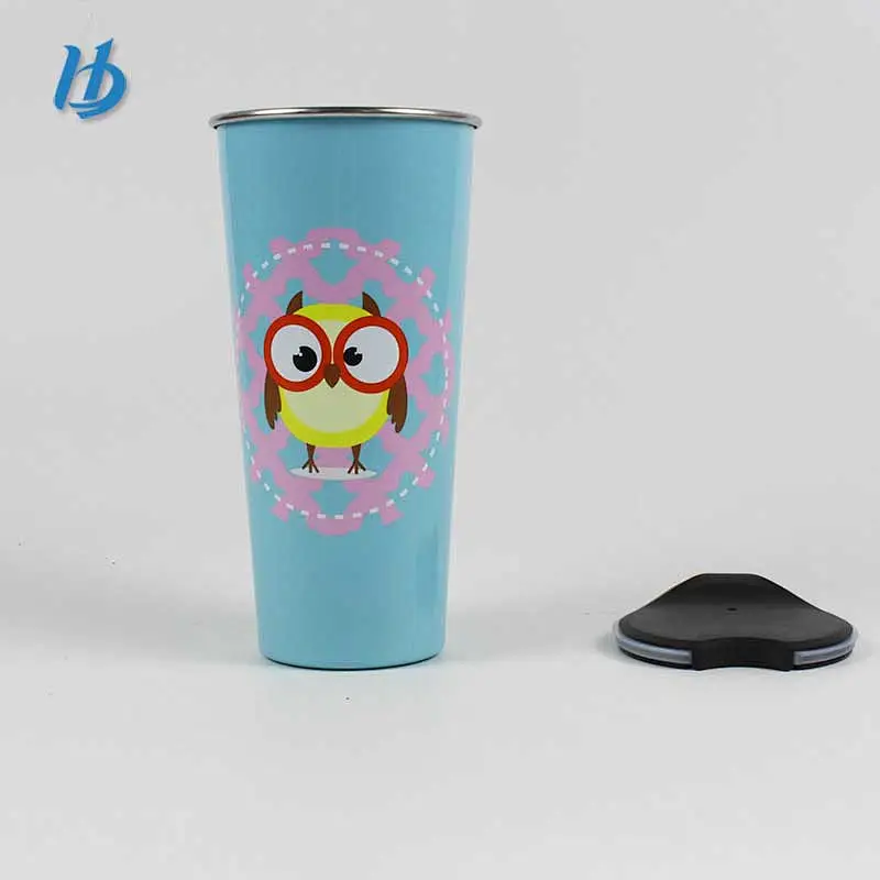 Fashionable thermal coffee mug ,double wall travel coffee mug with cartoon pattern