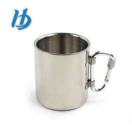 China supplier 350ml double wall stainless steel coffee mug with carabiner handle