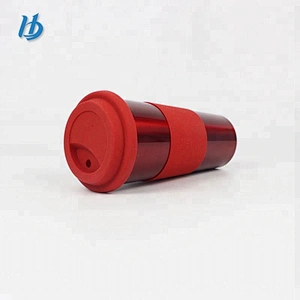 Stainless steel coffee mug double wall travel mugs with silicone lid